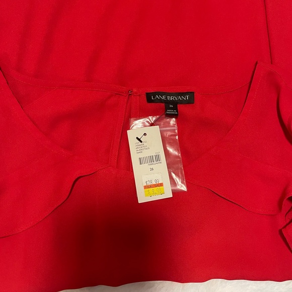 Lane Bryant Red Cold Shoulder Blouse Size 26 - Picture 12 of 12